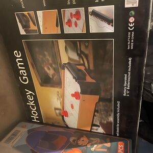 Tabletop Air Hockey Game with Red Pucks